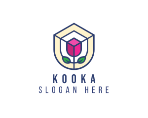 Mosaic Flower Shield logo design