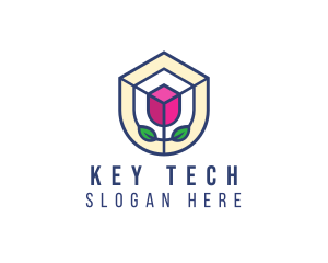 Mosaic Flower Shield logo design