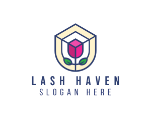 Mosaic Flower Shield logo design