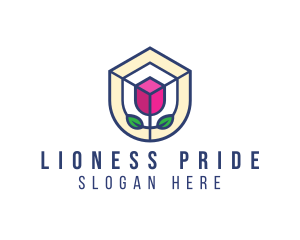 Mosaic Flower Shield logo design