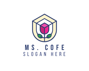 Mosaic Flower Shield logo design