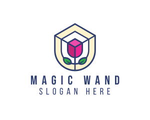 Mosaic Flower Shield logo design