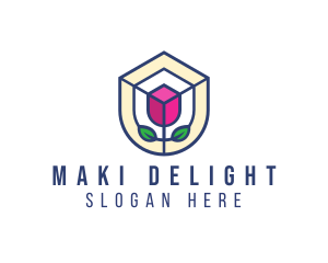 Mosaic Flower Shield logo design