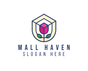 Mosaic Flower Shield logo design