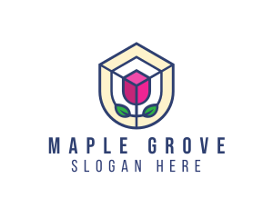 Mosaic Flower Shield logo design