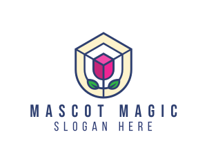 Mosaic Flower Shield logo design