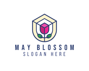 Mosaic Flower Shield logo design