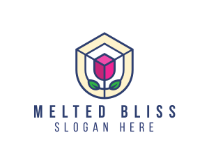 Mosaic Flower Shield logo design