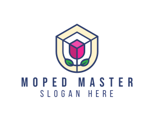 Mosaic Flower Shield logo design