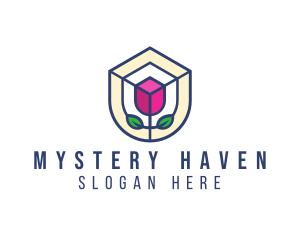 Mosaic Flower Shield logo design