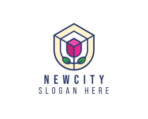 Mosaic Flower Shield logo design