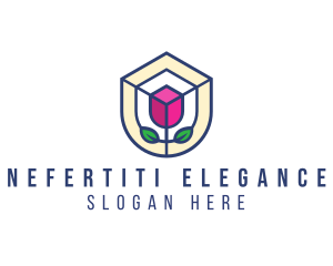 Mosaic Flower Shield logo design