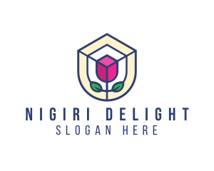 Mosaic Flower Shield logo design