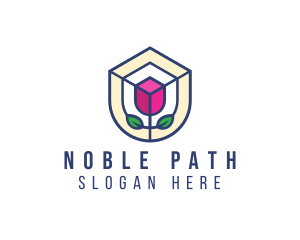 Mosaic Flower Shield logo design