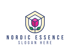 Mosaic Flower Shield logo design