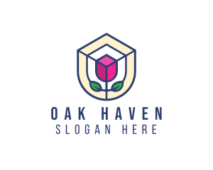 Mosaic Flower Shield logo design