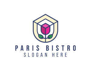 Mosaic Flower Shield logo design