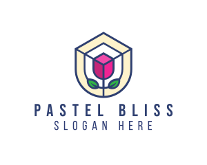 Mosaic Flower Shield logo design