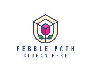 Mosaic Flower Shield logo design