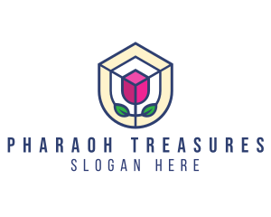 Mosaic Flower Shield logo design