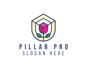 Mosaic Flower Shield logo design