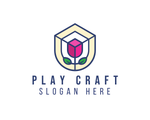 Mosaic Flower Shield logo design