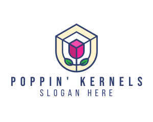 Mosaic Flower Shield logo design