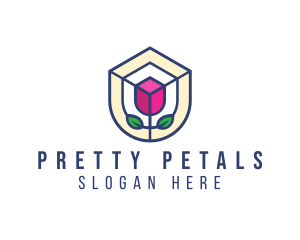 Mosaic Flower Shield logo design