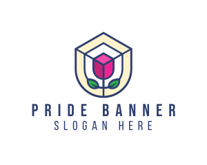 Mosaic Flower Shield logo design