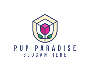 Mosaic Flower Shield logo design