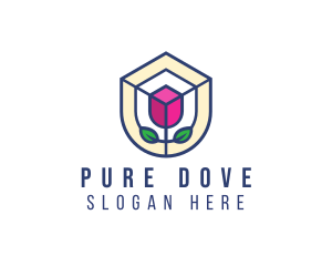 Mosaic Flower Shield logo design