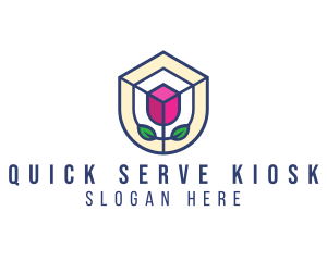 Mosaic Flower Shield logo design