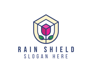 Mosaic Flower Shield logo design
