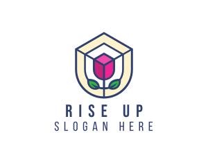 Mosaic Flower Shield logo design