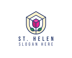 Mosaic Flower Shield logo design