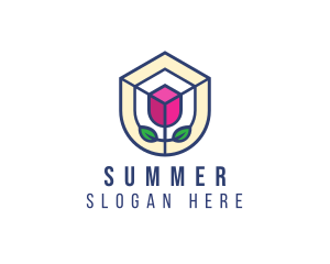 Mosaic Flower Shield logo design