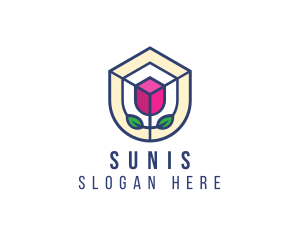 Mosaic Flower Shield logo design