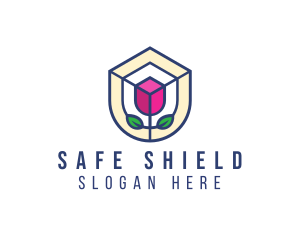 Mosaic Flower Shield logo design