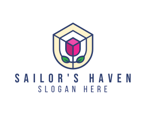 Mosaic Flower Shield logo design