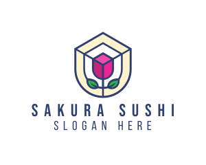 Mosaic Flower Shield logo design