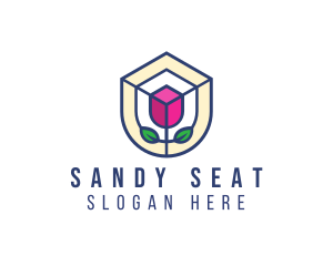 Mosaic Flower Shield logo design