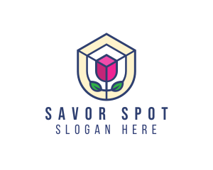 Mosaic Flower Shield logo design