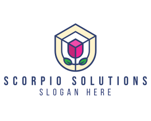 Mosaic Flower Shield logo design