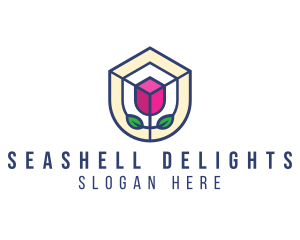 Mosaic Flower Shield logo design