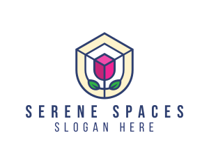 Mosaic Flower Shield logo design