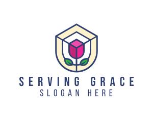 Mosaic Flower Shield logo design