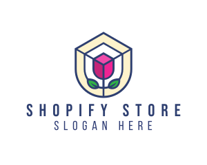 Mosaic Flower Shield logo design