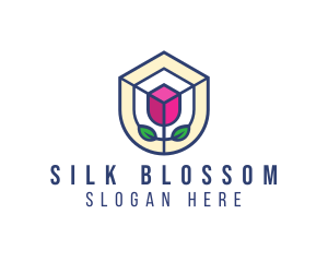 Mosaic Flower Shield logo design