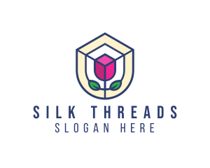 Mosaic Flower Shield logo design