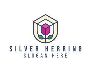 Mosaic Flower Shield logo design